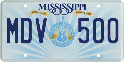 MS license plate MDV500