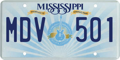 MS license plate MDV501
