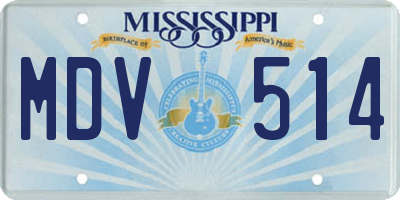 MS license plate MDV514