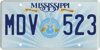 MS license plate MDV523