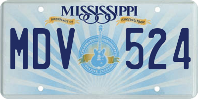 MS license plate MDV524
