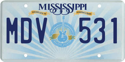 MS license plate MDV531