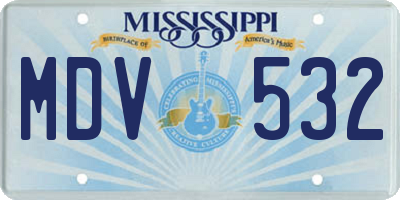 MS license plate MDV532