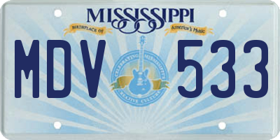 MS license plate MDV533