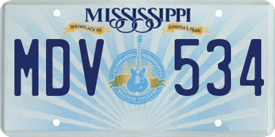 MS license plate MDV534