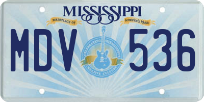 MS license plate MDV536