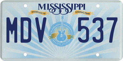 MS license plate MDV537