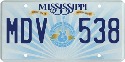 MS license plate MDV538