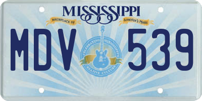 MS license plate MDV539