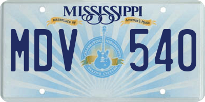MS license plate MDV540