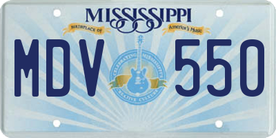 MS license plate MDV550