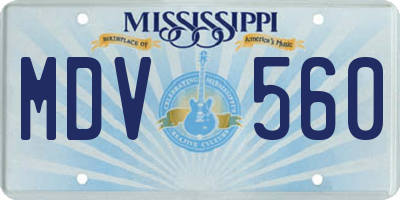 MS license plate MDV560