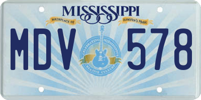 MS license plate MDV578