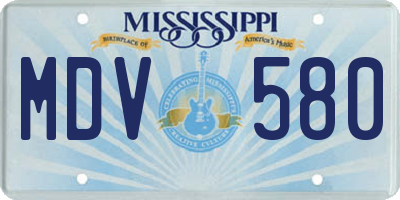 MS license plate MDV580