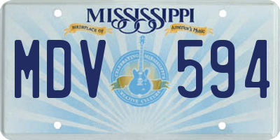MS license plate MDV594