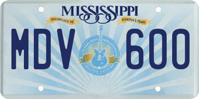 MS license plate MDV600