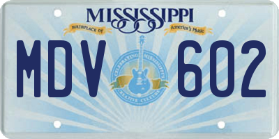 MS license plate MDV602