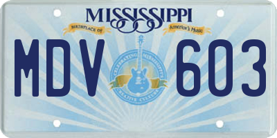 MS license plate MDV603