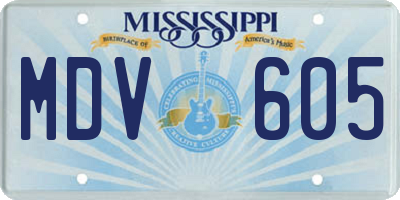 MS license plate MDV605