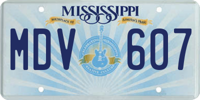 MS license plate MDV607