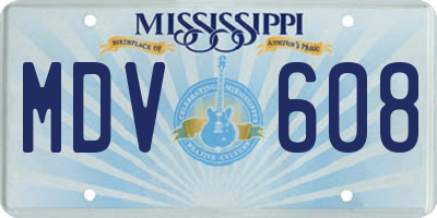 MS license plate MDV608