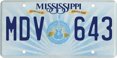 MS license plate MDV643