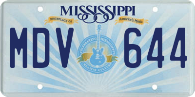 MS license plate MDV644