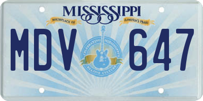 MS license plate MDV647