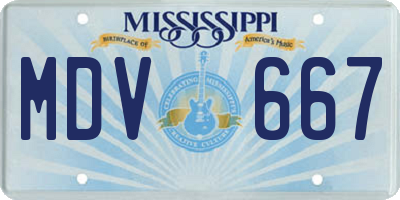 MS license plate MDV667