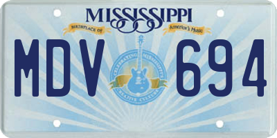 MS license plate MDV694
