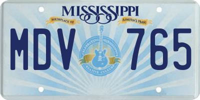 MS license plate MDV765