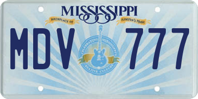 MS license plate MDV777