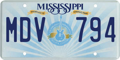 MS license plate MDV794