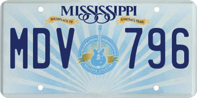 MS license plate MDV796