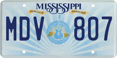 MS license plate MDV807