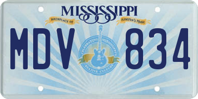MS license plate MDV834