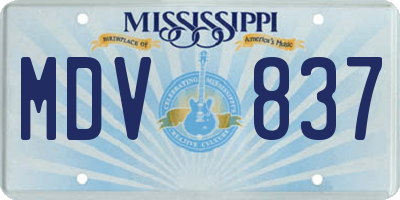 MS license plate MDV837