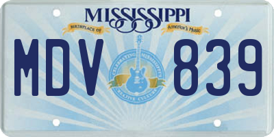 MS license plate MDV839