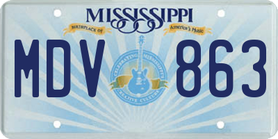 MS license plate MDV863