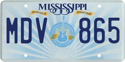 MS license plate MDV865