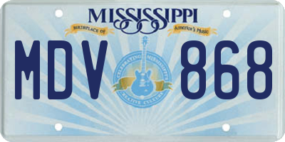 MS license plate MDV868