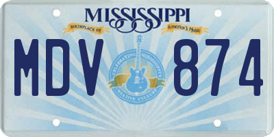 MS license plate MDV874
