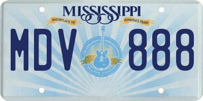 MS license plate MDV888