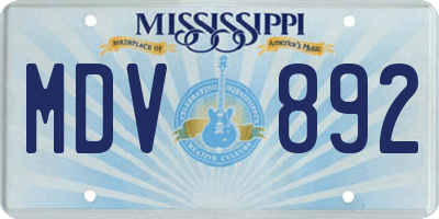 MS license plate MDV892
