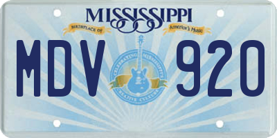 MS license plate MDV920