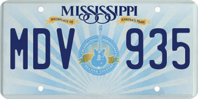 MS license plate MDV935