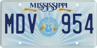 MS license plate MDV954