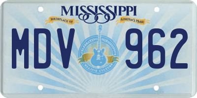 MS license plate MDV962