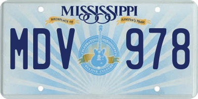 MS license plate MDV978