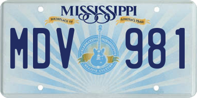 MS license plate MDV981